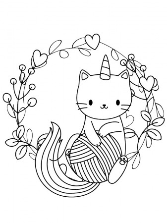 Unicorn Cat coloring pages. Download and print Unicorn Cat coloring pages