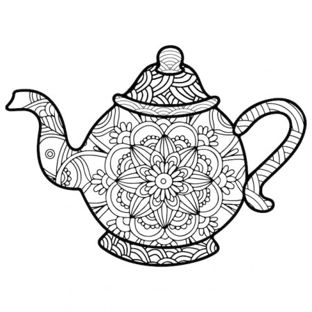 Premium Vector | Coffee or tea cup doodle style coloring pages
