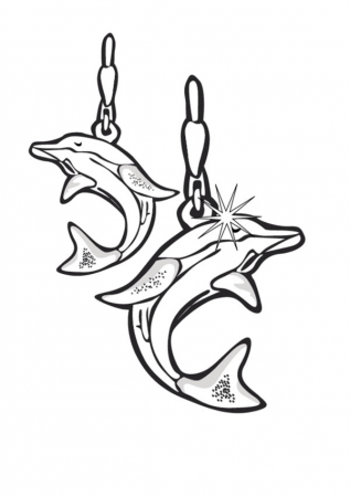 Dolphin Earrings Jewelry Coloring Page : Coloring Sky | Coloring pages,  Dolphin earrings, Color