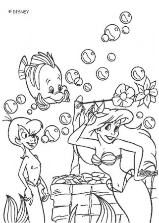 The Little Mermaid coloring pages - Flounder and Ariel