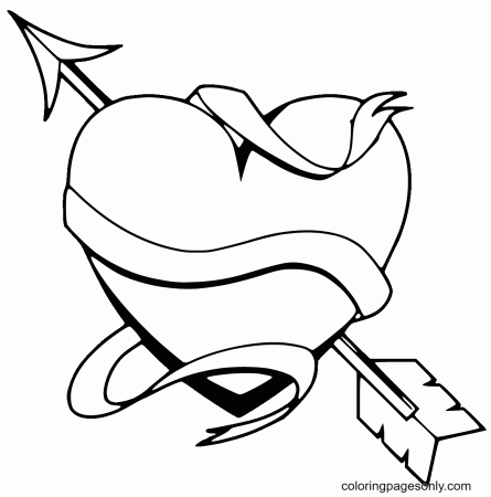 Heart and Arrow Coloring Pages - Heart Coloring Pages - Coloring Pages For  Kids And Adults