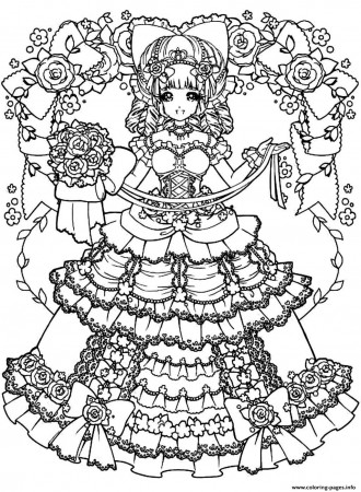 Adult Back To Childhood Manga Girl Dress Coloring page Printable