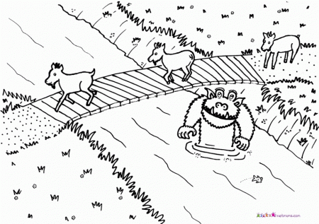 New Free Coloring Pages Of Billy Goat Gruff Troll, Kindergarten ...