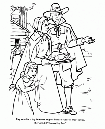 Pilgrim Thanksgiving Coloring Page Sheets - Pilgrims prepare the ...