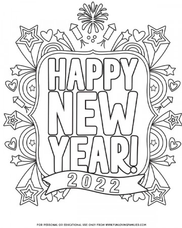 Happy New Year Coloring Pages for 2022 - Fun Loving Families