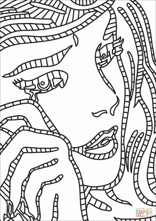 Roy Lichtenstein's Crying Girl coloring page | Free Printable Coloring Pages