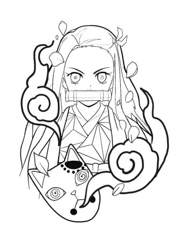 Awesome Nezuko Coloring Page - Free Printable Coloring Pages for Kids