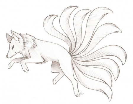 Nine Tailed Fox by angelnablackrobe | Fox art, Animal sketches, Animal  drawings