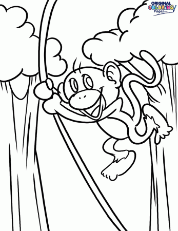 Monkey Swinging from Trees Coloring Pages | Coloring Pages - Original Coloring  Pages