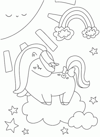 Premium Vector | Cute coloring book with unicorn stars rainbow sun in clouds  on isolated background