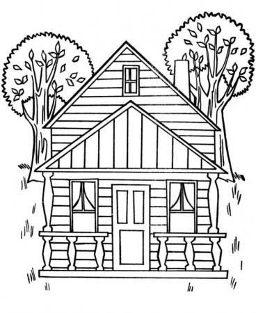 Houses With Two Big Trees Coloring Page : Color Luna | House colouring pages,  Free printable coloring pages, Coloring pages