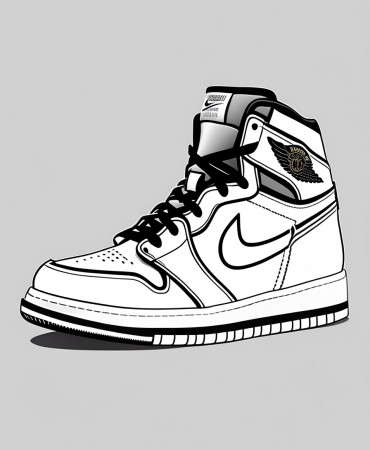 Lexica - Coloring page, Air Jordan 1 ,cartoon style, thick lines, low  details, no shading,white background