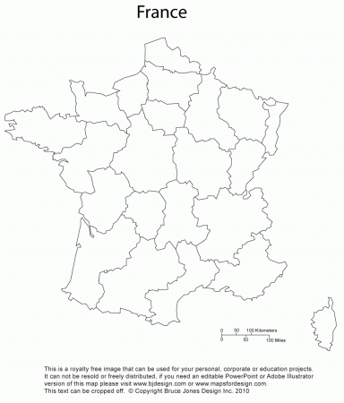 France, printable, blank, map, administrative districts, royalty free