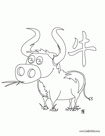 Ox coloring page - CHINESE ZODIAC coloring page