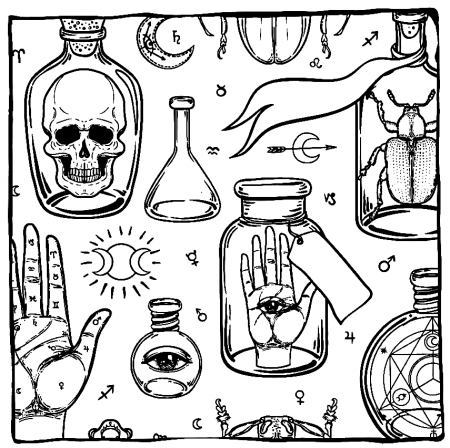 Potion Bottles Coloring Pages - Horror Coloring Pages - Coloring Pages For  Kids And Adults