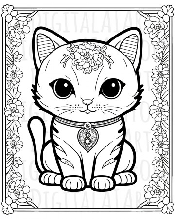Chibi Cat Coloring Book Page/poster Instant Download Digital - Etsy