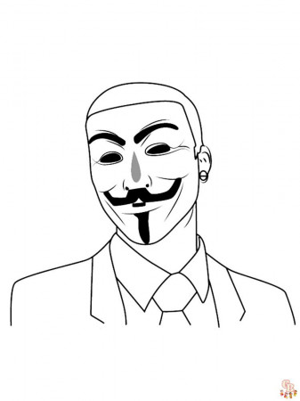 Free Printable Anonymous Mask Coloring Pages by GBcoloring