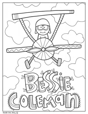 Bessie Coleman Coloring Pages - Classroom Doodles