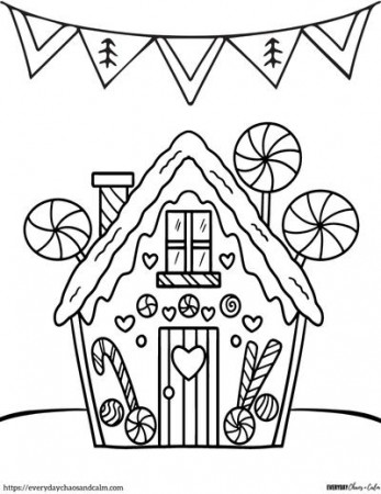 7 Free Gingerbread House Coloring Pages (Printable PDF)