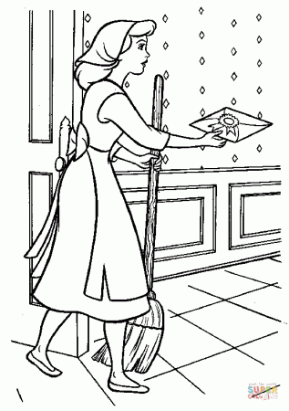 Cinderella brings an envelope from Cinderella Coloring Pages - Cartoons Coloring  Pages - Coloring Pages For Kids And Adults