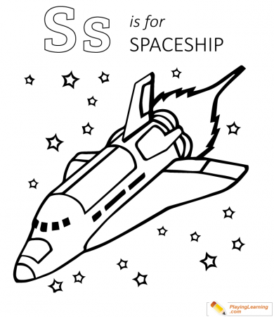 S Is For Spaceship Coloring Page 02 | Free S Is For Spaceship Coloring Page