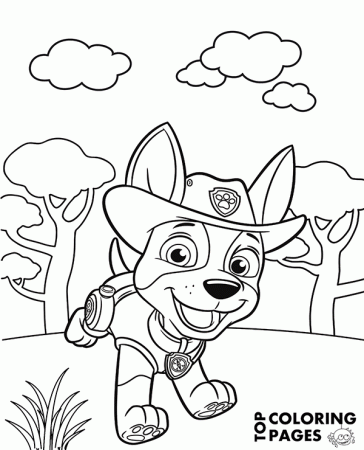 Free coloring page of Tracker from Paw Patrol