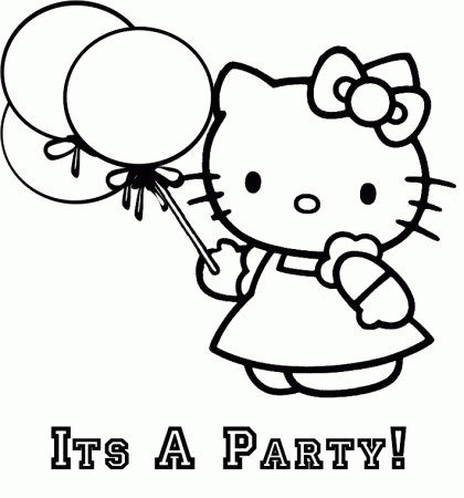 Coloring & Activity Pages: Hello Kitty "It's a Party!" Coloring Page
