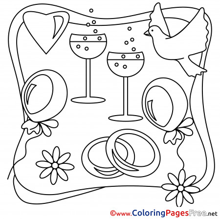 Champagne Wedding Coloring Pages download for free