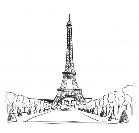 Paris city landscape. Famous landmark Eiffel tower. Travel France ...