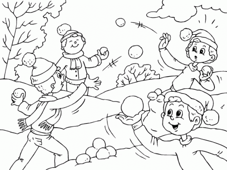 Snowball Fight coloring page - Coloring Pages 4 U