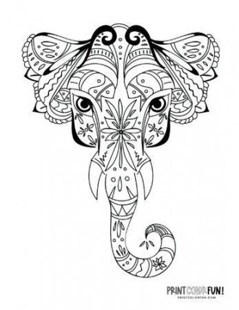8 beautiful decorative elephant coloring pages for adults - Print Color Fun!