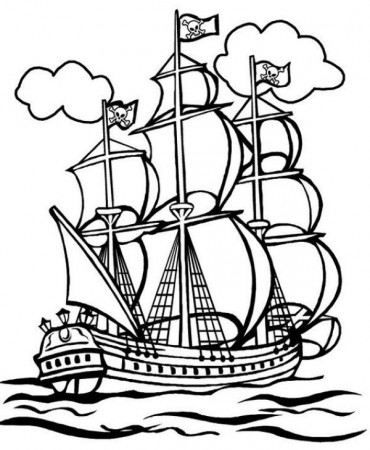 Printable Pirate Ships Coloring Pages PDF - Coloringfolder.com | Coloring  pages, Cartoon pirate ship, Pirate ship