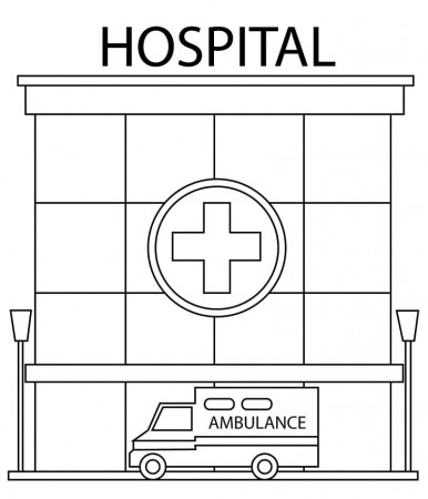 Easy Hospital Building Coloring Page - Free Printable Coloring Pages for  Kids