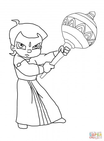 Chhota Bheem and Krishna coloring page | Free Printable Coloring Pages