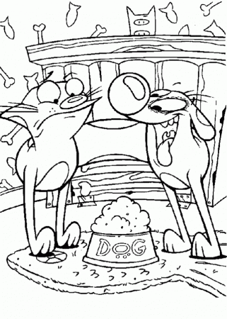 Catdog Dinner Coloring Pages For Kids Printable Free Coloing 