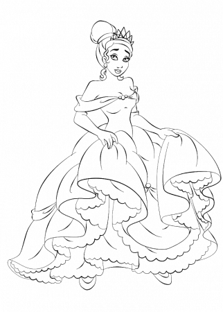 Princess Tiana To See The Handsome Prince Coloring Pages 