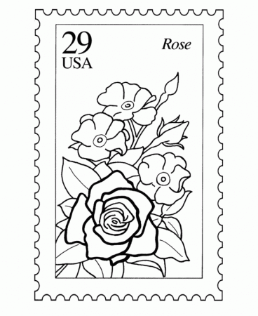 BlueBonkers: Rose Stamp Postage Stamp - USPS Nature Stamp Coloring 