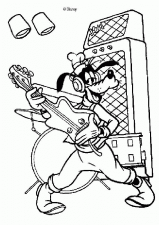 Mickey Mouse coloring pages - Goofy Goof is playing guitar