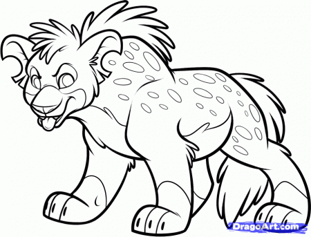 How to Draw a Cartoon Hyena, Step by Step, Cartoon Animals 