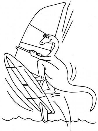 Dinosaur boating coloring page: Dinosaur boating coloring page