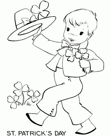 St Patrick's Day Coloring Pages - Young boy in Irish outfit 