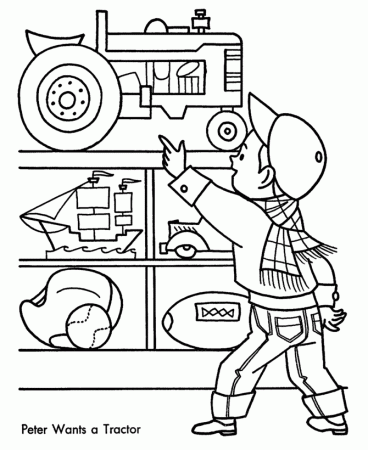 Christmas Shopping Coloring Pages - Toy Tractor Christmas Coloring 