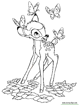Disney Bambi Coloring Pages, featuring Bambi, Thumper and Flower