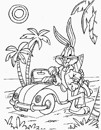Looney Tunes Coloring Pages Bugs Bunny On Holiday | Free Printable 