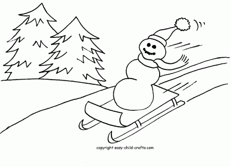Sledding Snowman coloring page | Coloring Pages
