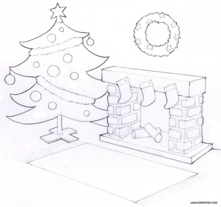 CHRISTMAS TREE coloring pages - Christmas tree and stockings