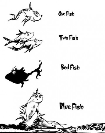 One fish two fish red fish blue fish from Dr. Suess Book Cover Coloring Page