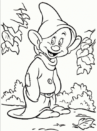 Download Dopey The Dwarf Smiling Brightly Snow White Coloring 