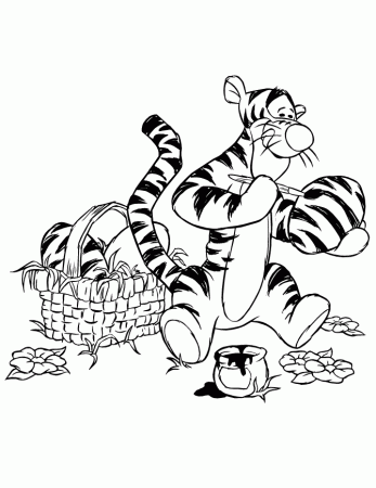 Tigger Painting Easter Egg Coloring Page | Free Printable Coloring 