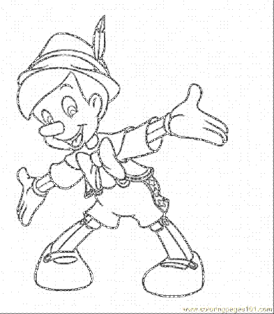 Coloring Pages Happy Pinocchio (Cartoons > Others) - free 